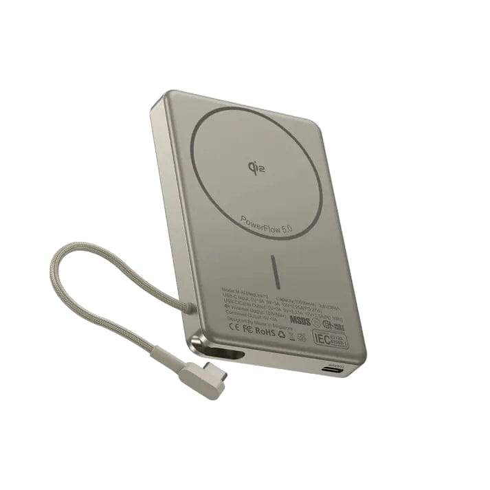 Mazer MagLink70 10,000 mAh Qi2 Certified 15W PD30W Magnetic Wireless Power Bank with Built in USB-C Cable (CCC Certified)