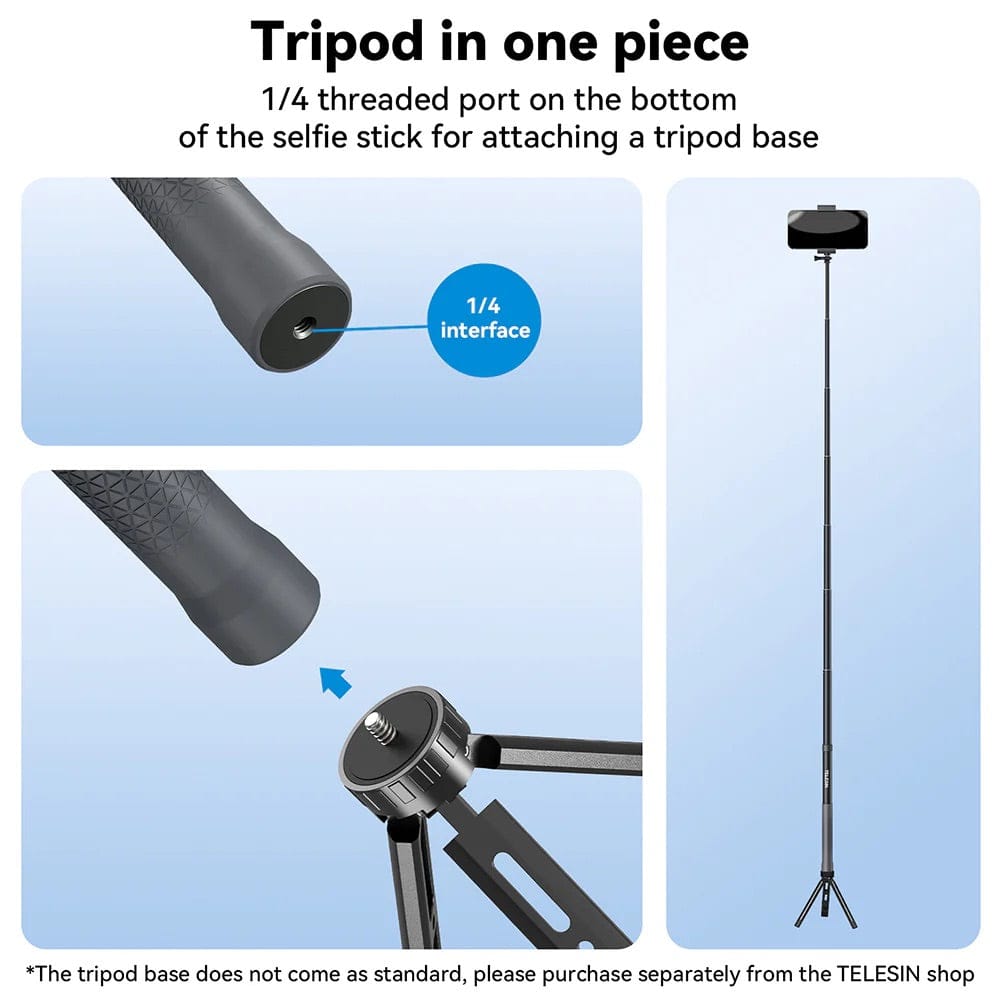 Telesin 3m Carbon Fiber Selfie Stick For Action Camera