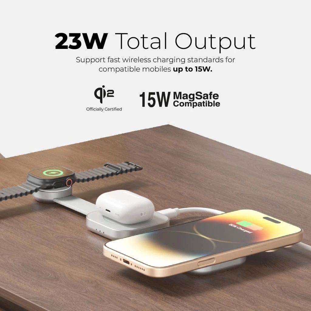 Mazer MagTrifold 03 Qi2 3in1 Foldable Wireless Travel Charger