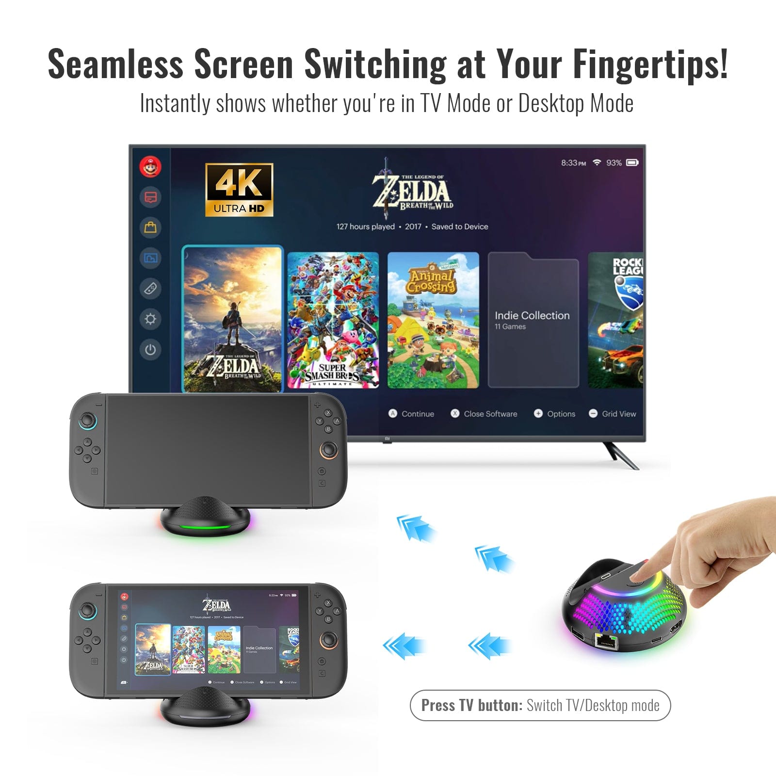 JYS NS2289 Mini Portable TV Dock Station for Nintendo Switch 2