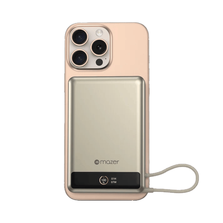 Mazer MagLink70 10,000 mAh Qi2 Certified 15W PD30W Magnetic Wireless Power Bank with Built in USB-C Cable (CCC Certified)