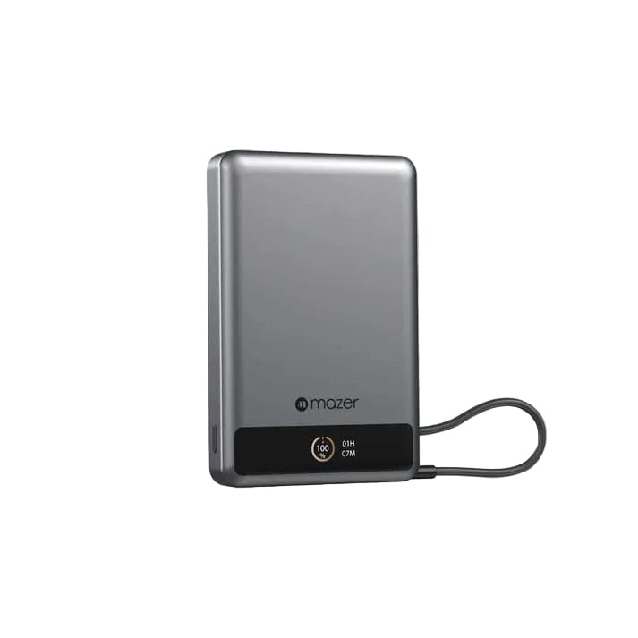 Mazer MagLink70 10,000 mAh Qi2 Certified 15W PD30W Magnetic Wireless Power Bank with Built in USB-C Cable (CCC Certified)