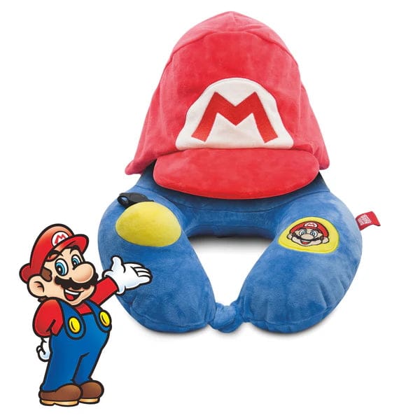 Travelmall Super Mario 3D Hooded Inflatable Travel Pillow with Patented Pump