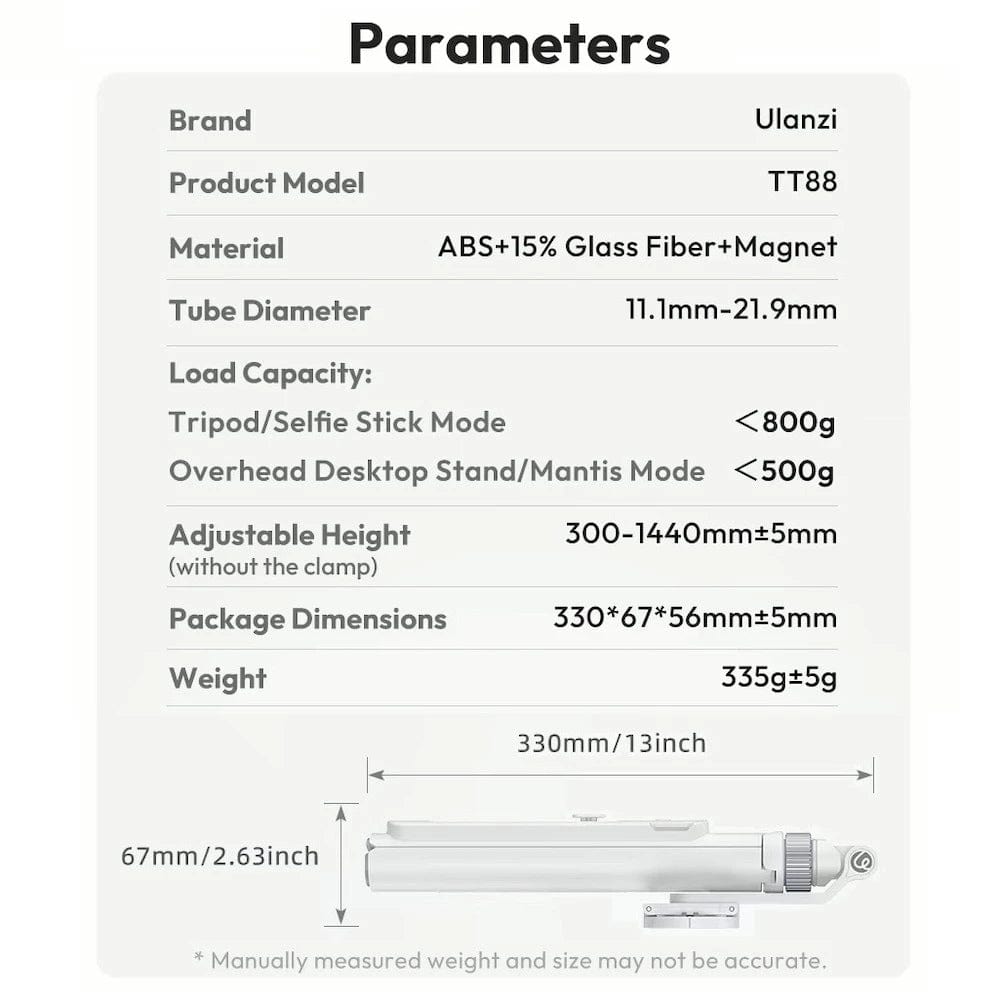 Ulanzi TT88 Magsafe Overhead Tripod Selfie Stick