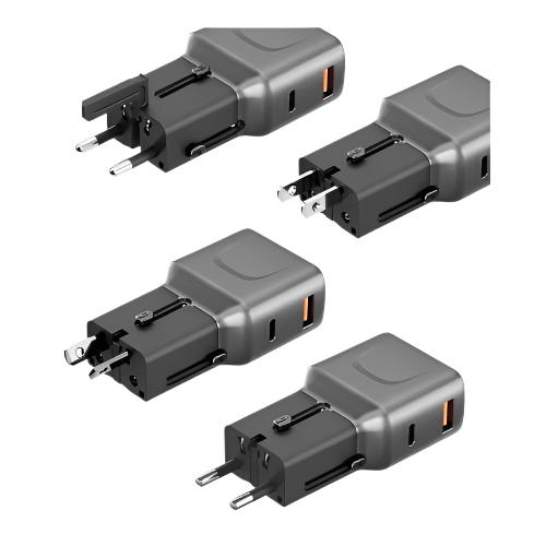 Energea TravelGo Adapter 35 | PD35W USB-C & USB-A Ports Travel Adapter with Interchangeable Plugs