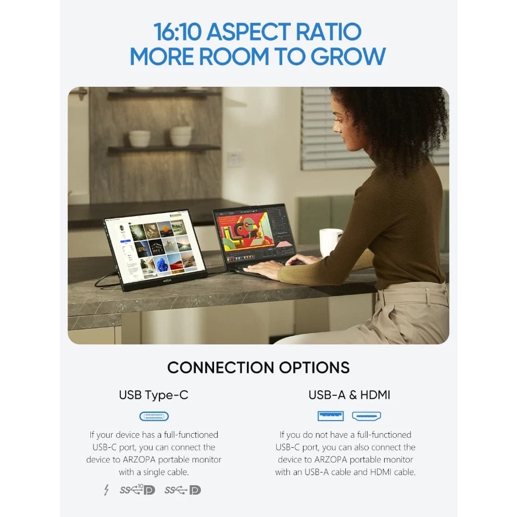 Arzopa Z1RC 2.5K Portable Monitor | Brilliant QHD Display