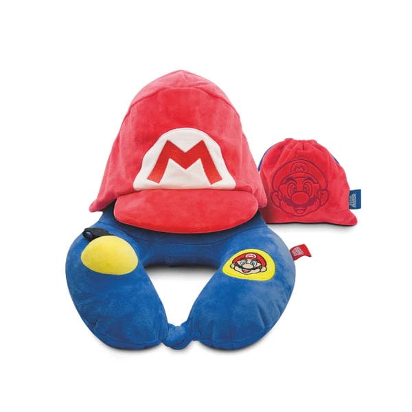 Travelmall Super Mario 3D Hooded Inflatable Travel Pillow with Patented Pump