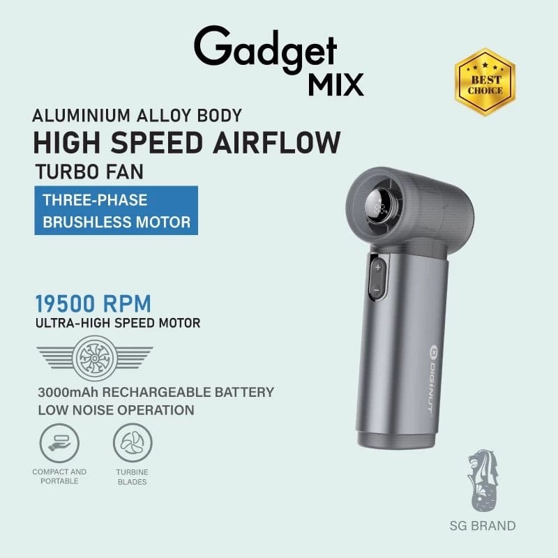 Gadget Mix Diginut CL-83 Metal High-Speed Handheld Fan With Digital Display