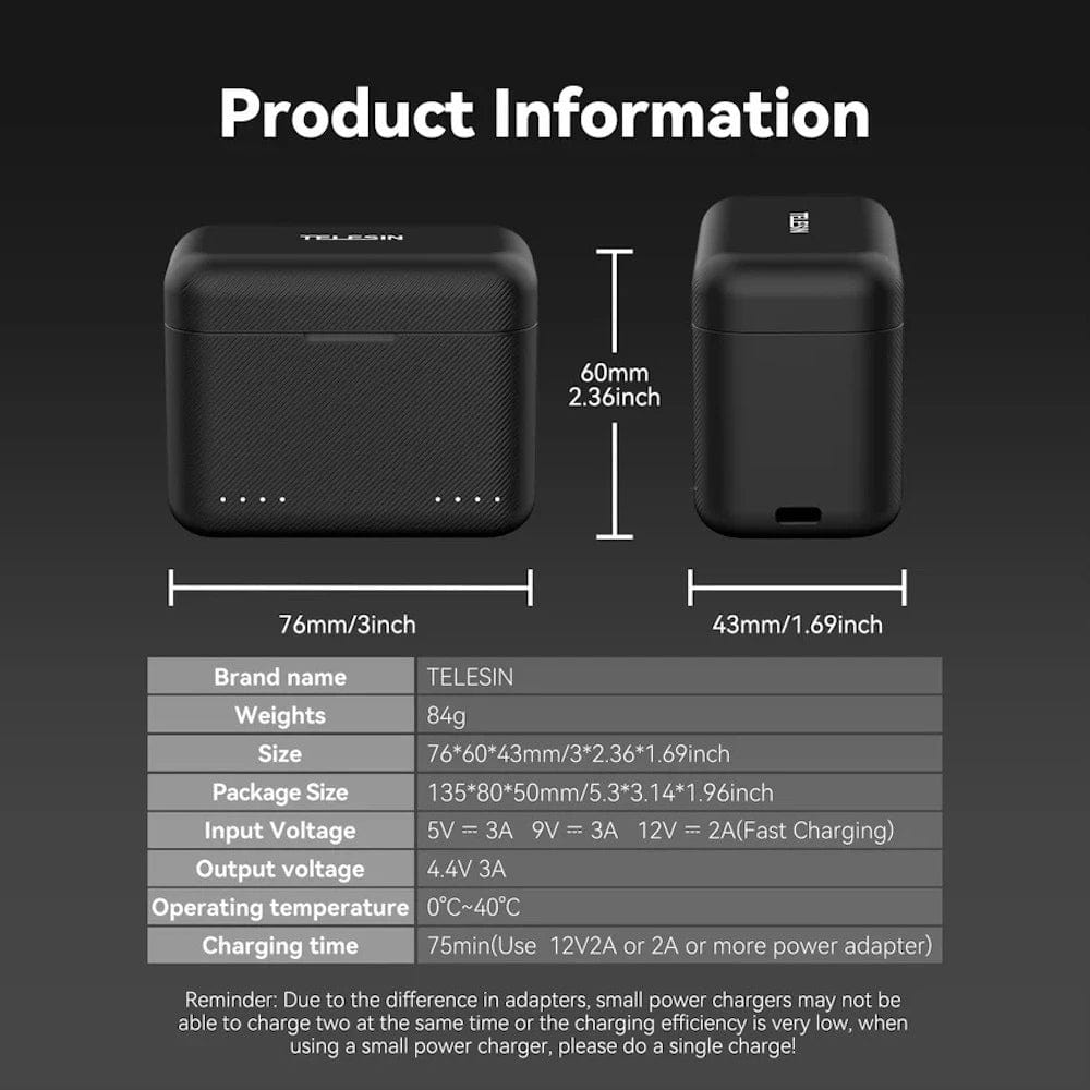 Telesin Dual Card Slot Charging Box for Insta360 X4