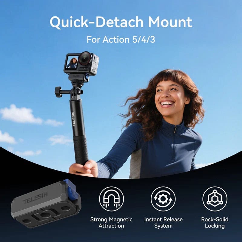 Telesin Quick Release Magnetic Mount Adapter for DJI Action 3/ 4/ 5 Pro
