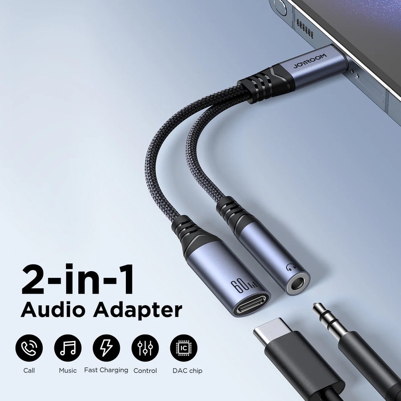 Joyroom SYC02 2in1 Audio Adapter (Type-C to 3.5mm+Type-C)