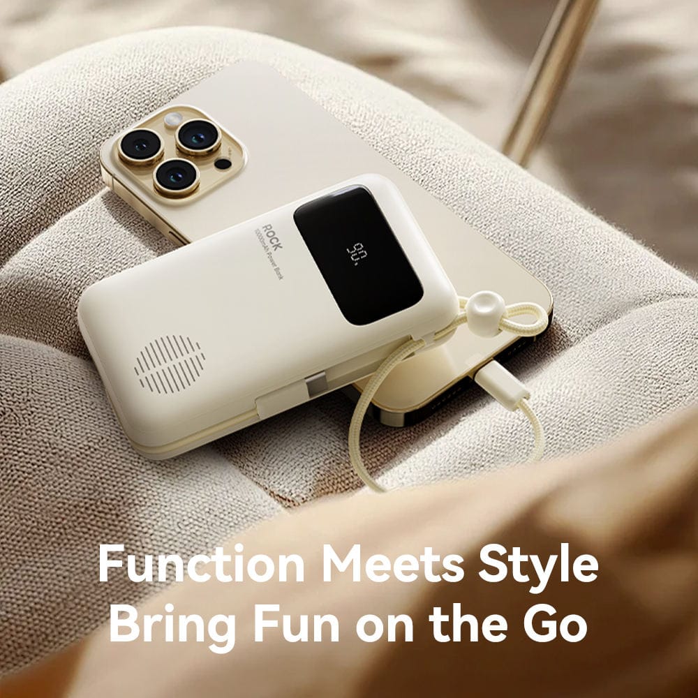 ROCK P72 PD 22.5W Fast Charging Power Bank with Built-in Cables (10000mAh)