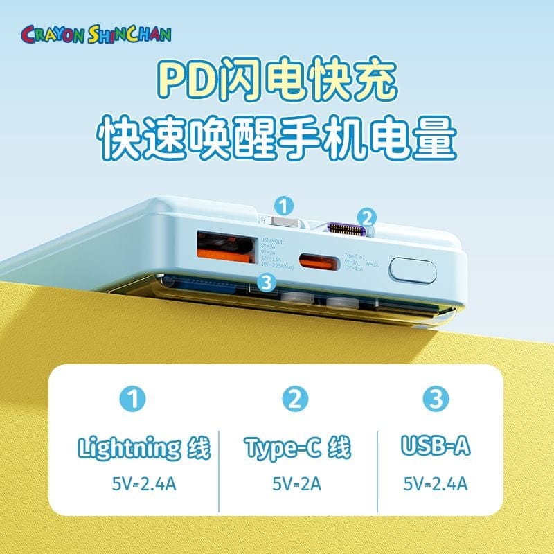 ROCK Crayon Shinchan P206 Fast Charging Power Bank With Cable (10000mAh)