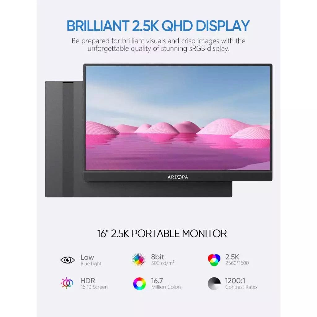 Arzopa Z1RC 2.5K Portable Monitor | Brilliant QHD Display