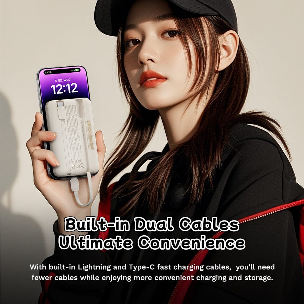 ROCK Crayon Shinchan P95 PD 22.5W Fast Charging Power Bank with Built-in Cables (10000mAh)