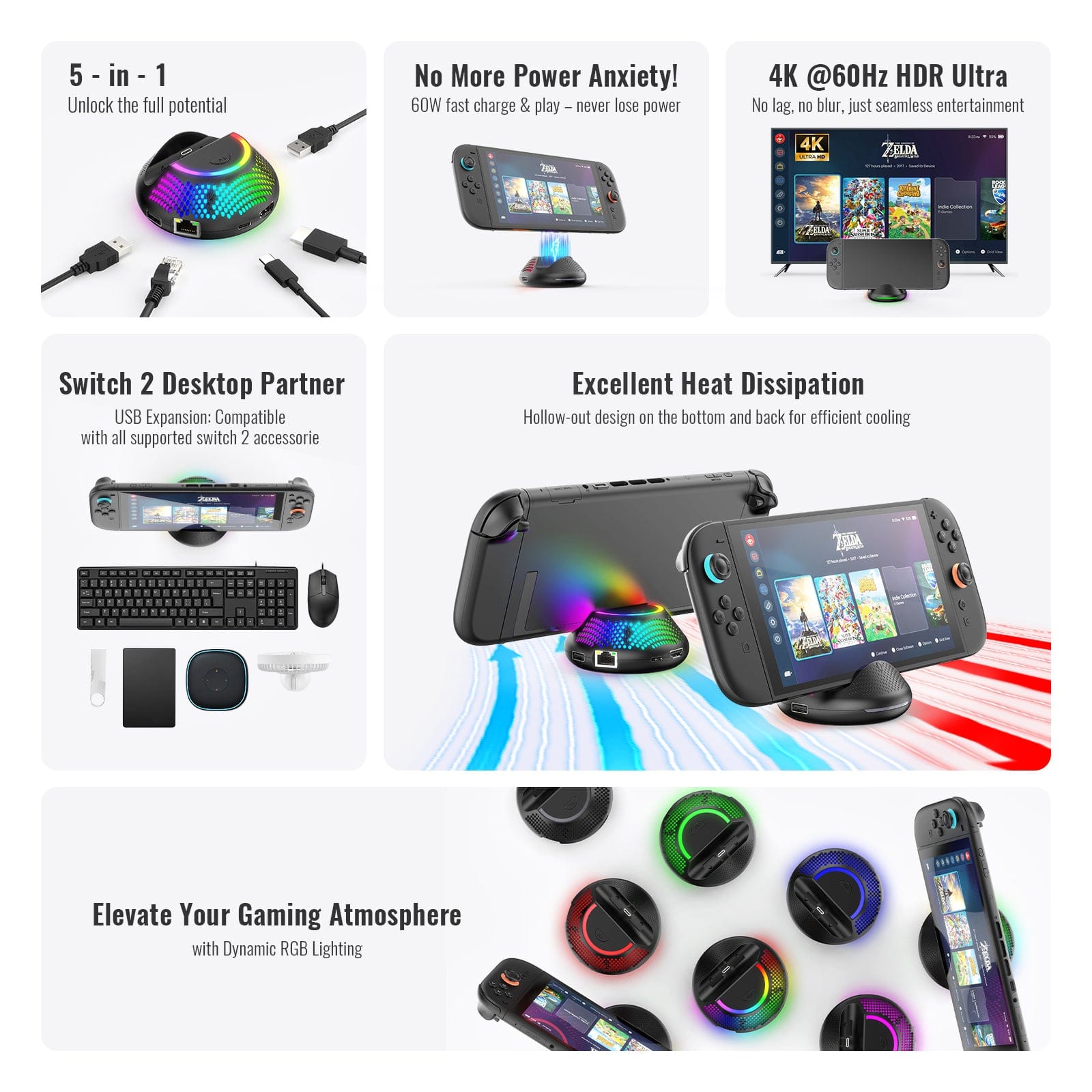 JYS NS2289 Mini Portable TV Dock Station for Nintendo Switch 2