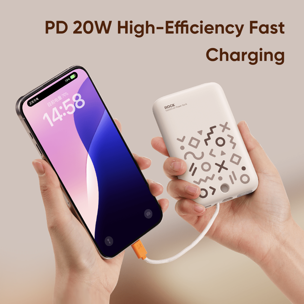 ROCK P28 Magnetic PD Fast Charging Power Bank with Cable 10000mAh