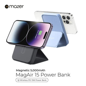 Mazer MagAir15 5,000 mAh MagSafe Compatible PowerBank with Built-In Foldable Kickstand