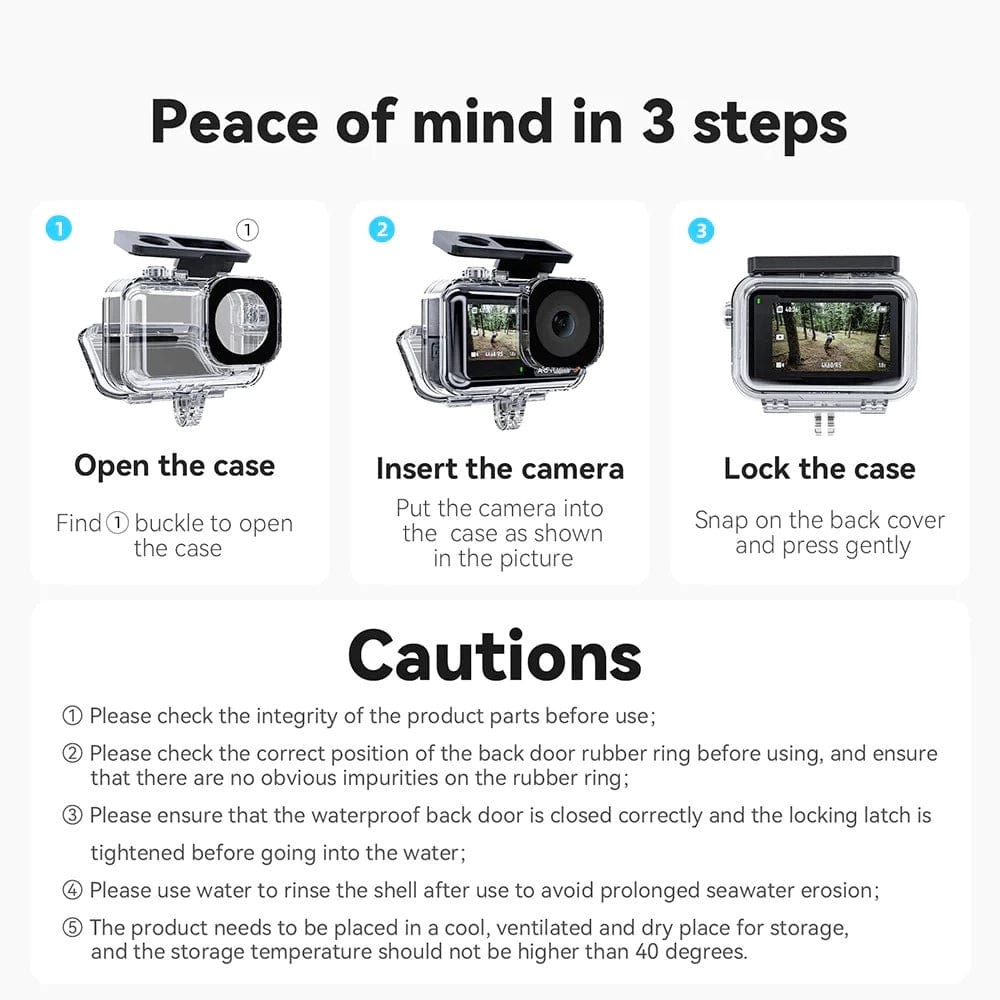Telesin Waterproof Case For DJI Action 3/4/5