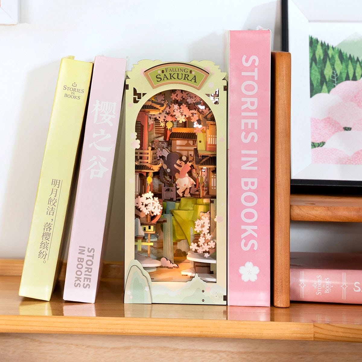 Rolife Book Nook Shelf Insert - Falling Sakura TGB05