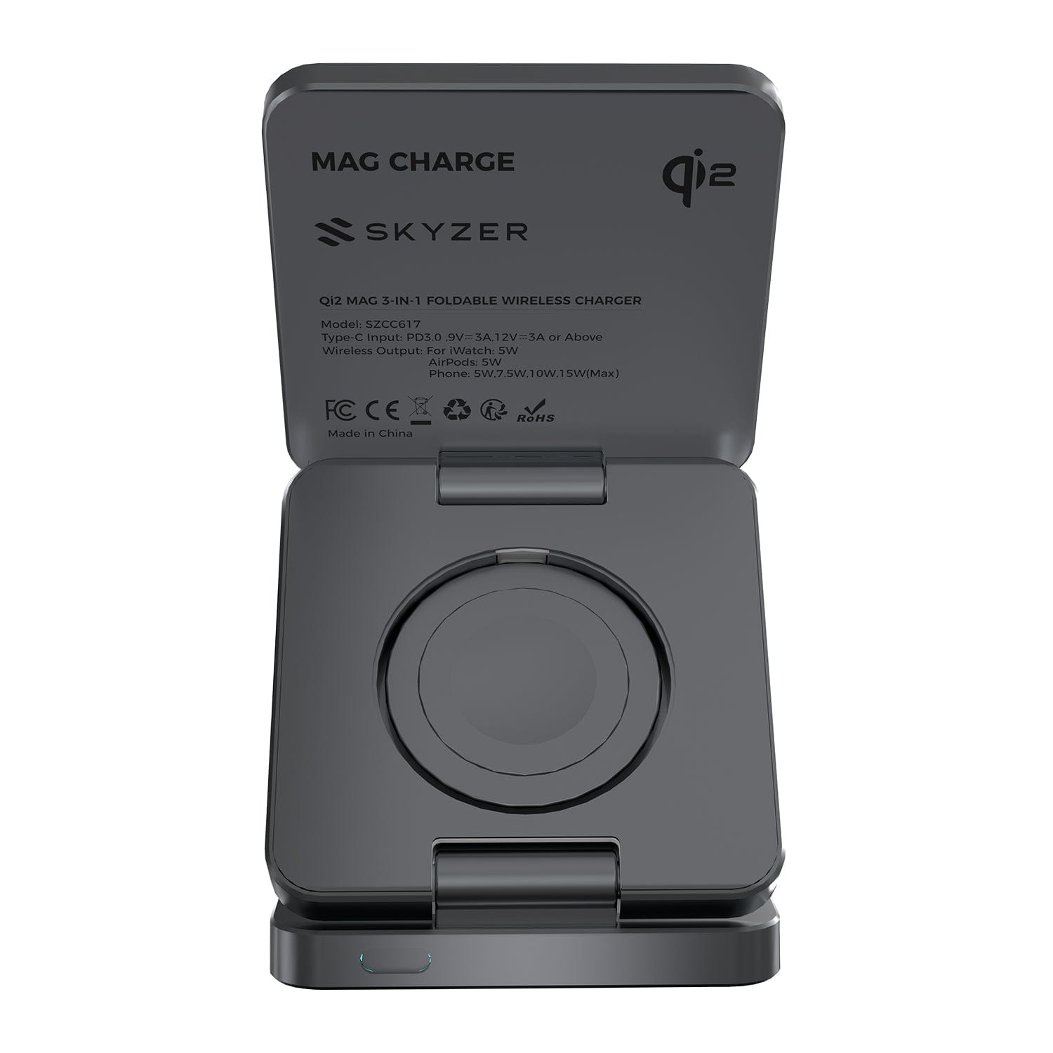 Skyzer CC617 Mag Charge Qi2 3-In-1 Foldable Wireless Charger