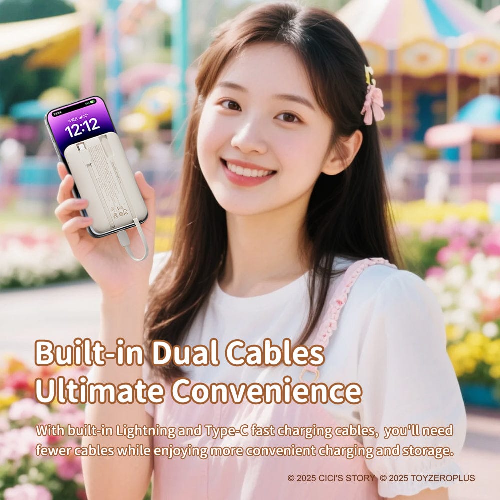 ROCK Lulu The Piggy P95 PD 22.5W Fast Charging Power Bank With Built In Cables (10000MAH)