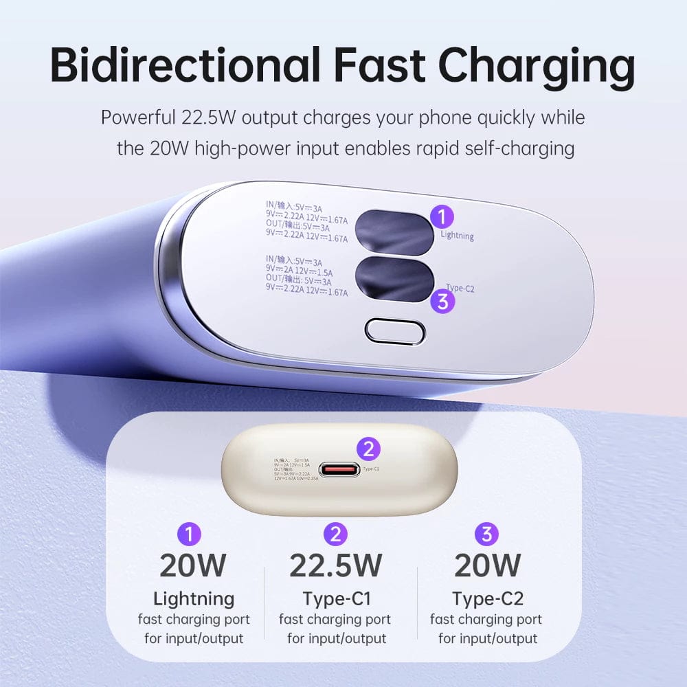 ROCK Powersack Fast Charging Power Bank With Cable 10000MAH