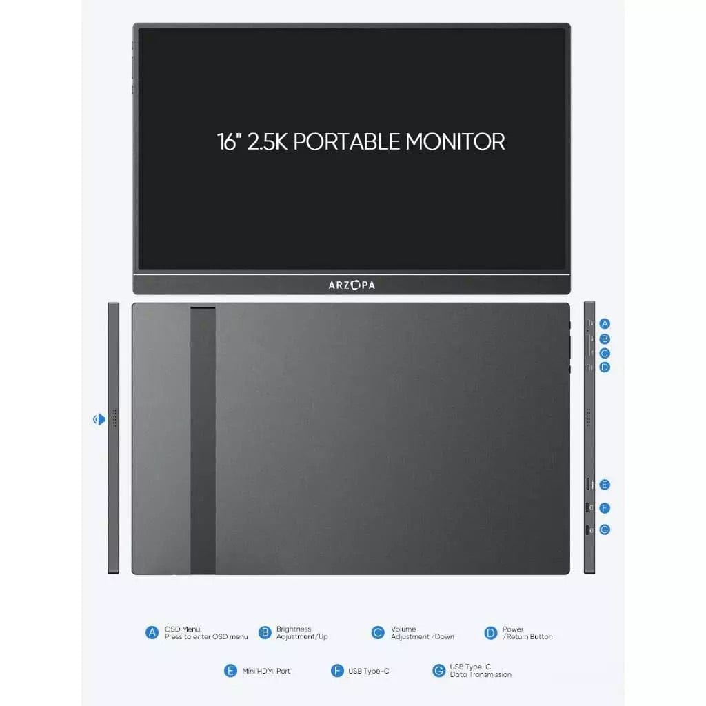Arzopa Z1RC 2.5K Portable Monitor | Brilliant QHD Display