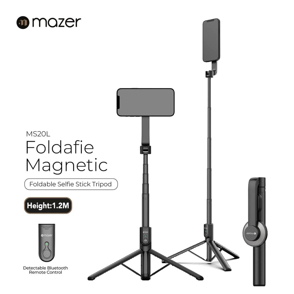 Mazer Foldable Selfie Stick Tripod with Bluetooth Remote Control