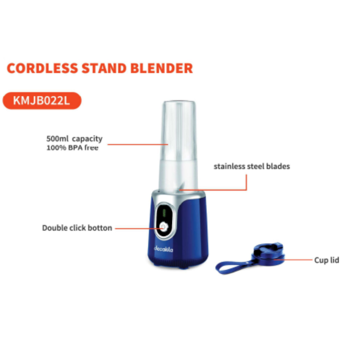 Decakila KMJB022L Cordless Stand Blender