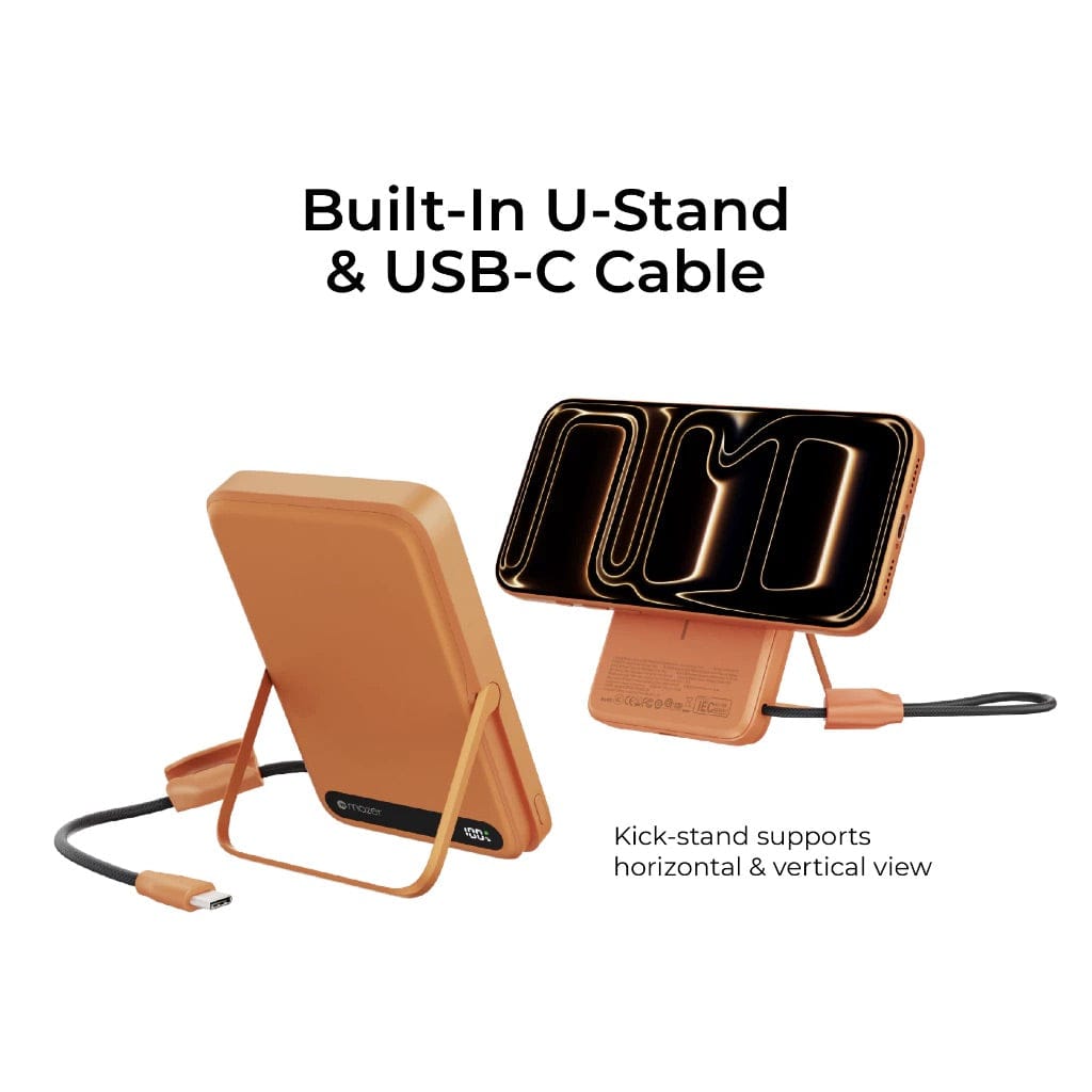 Mazer MagLink19 10,000mAh 15W PD27W Magnetic Wireless Charging Power Bank With Built-in USB-C Cable (CCC Certified)