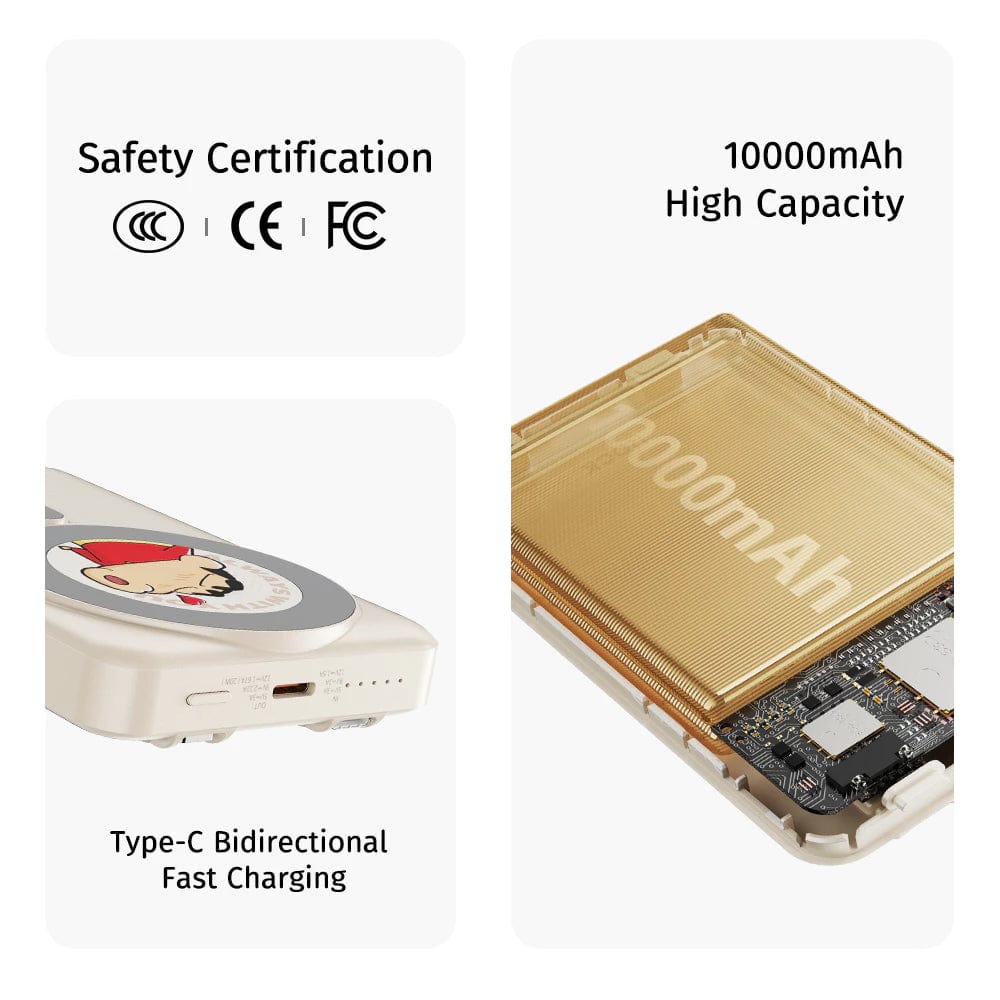 ROCK Crayon Shinchan P50 5in1 PD20W Magnetic Holder Fast Charging Power Bank with Cables (10000mAh)