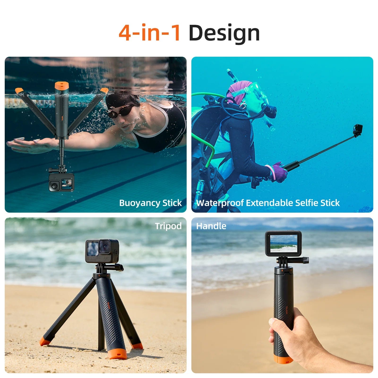 Telesin Floating Handle Tripod Selfie Stick