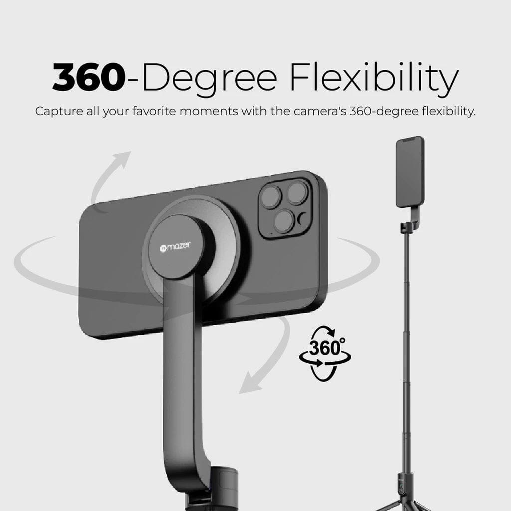 Mazer Foldable Selfie Stick Tripod with Bluetooth Remote Control