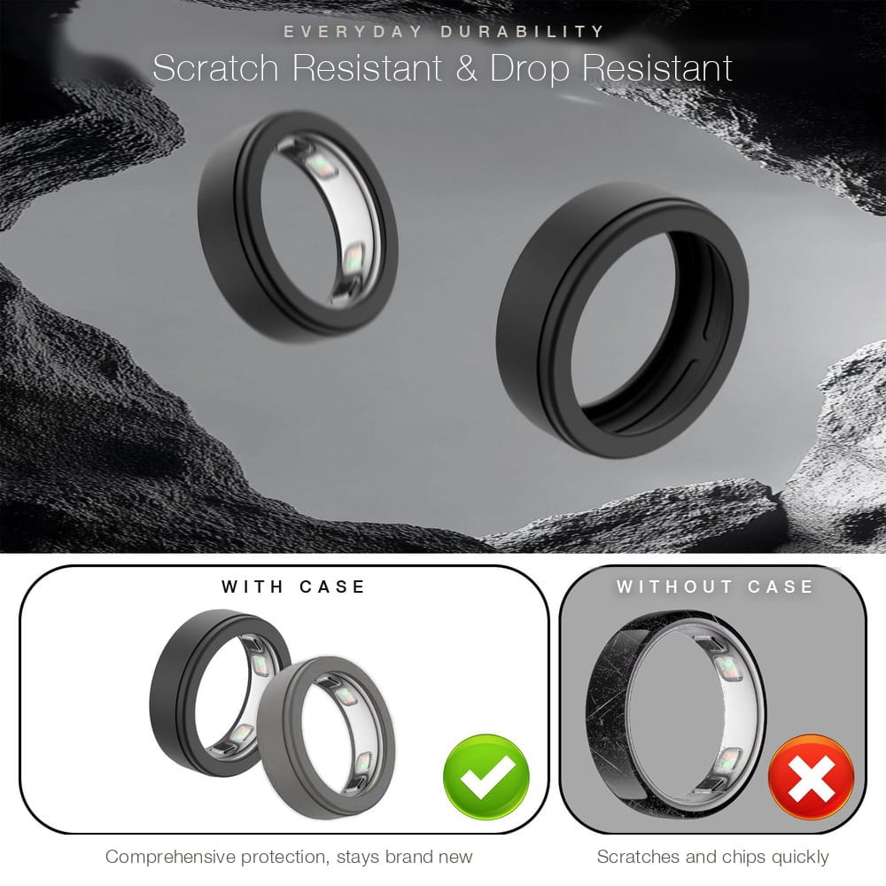 Silicone Protective Cover for Oura Ring 5 | Up to Size 11 | Ultra-Thin Scratch & Drop Resistant | 3 Pack Black, Grey, Clear