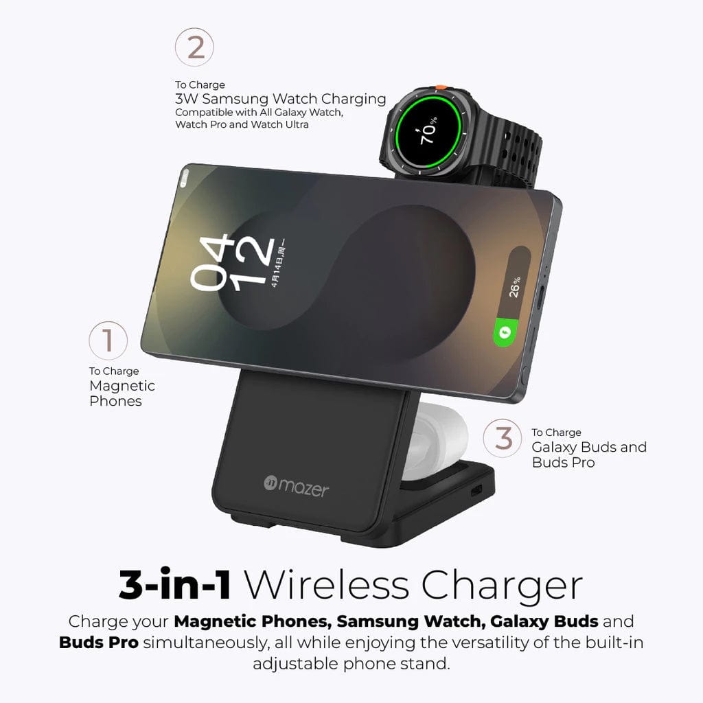 Mazer MagFold13S 3in1 Foldable Wireless Charging Stand (Samsung Edition)