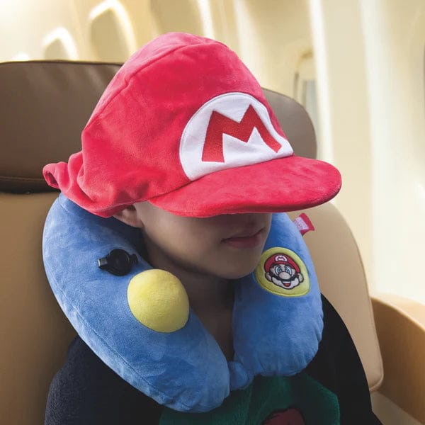 Travelmall Super Mario 3D Hooded Inflatable Travel Pillow with Patented Pump