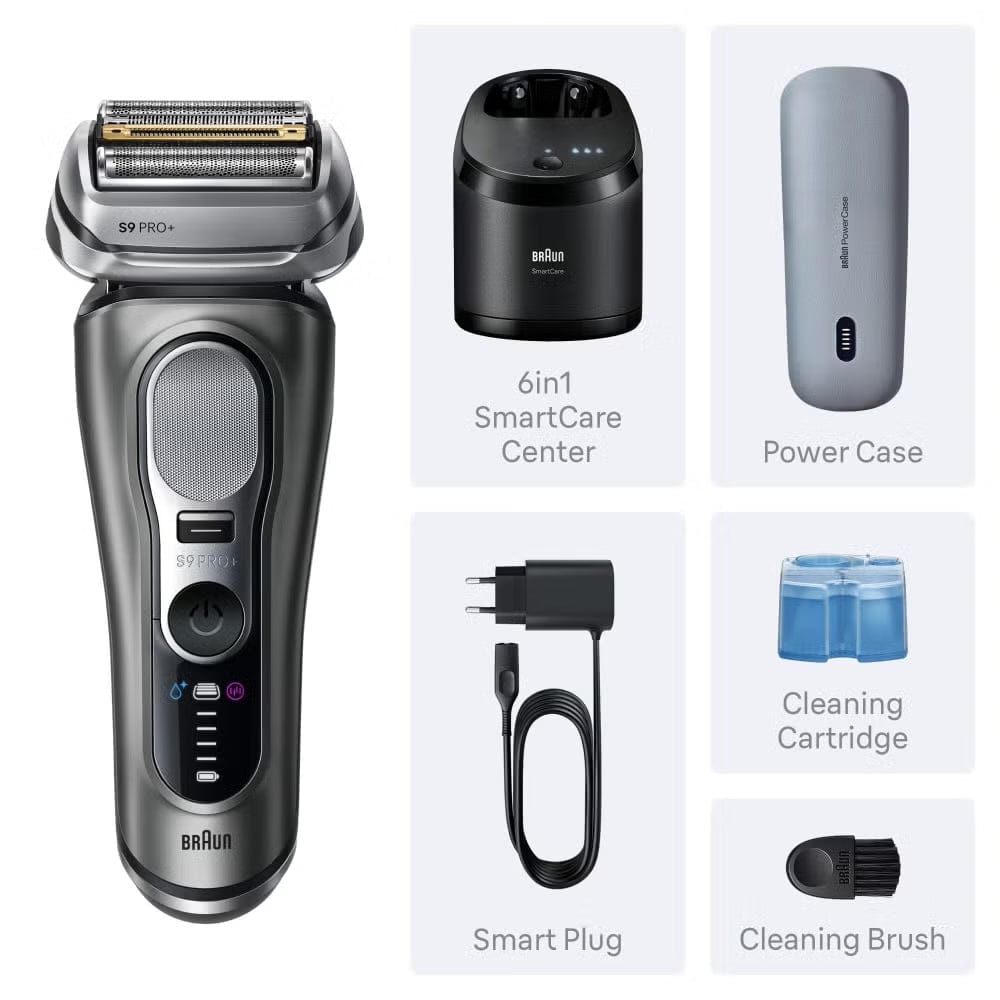 Braun 9675cc Series 9 Pro+ Electric Shaver with Cleaning Kit & Power Case