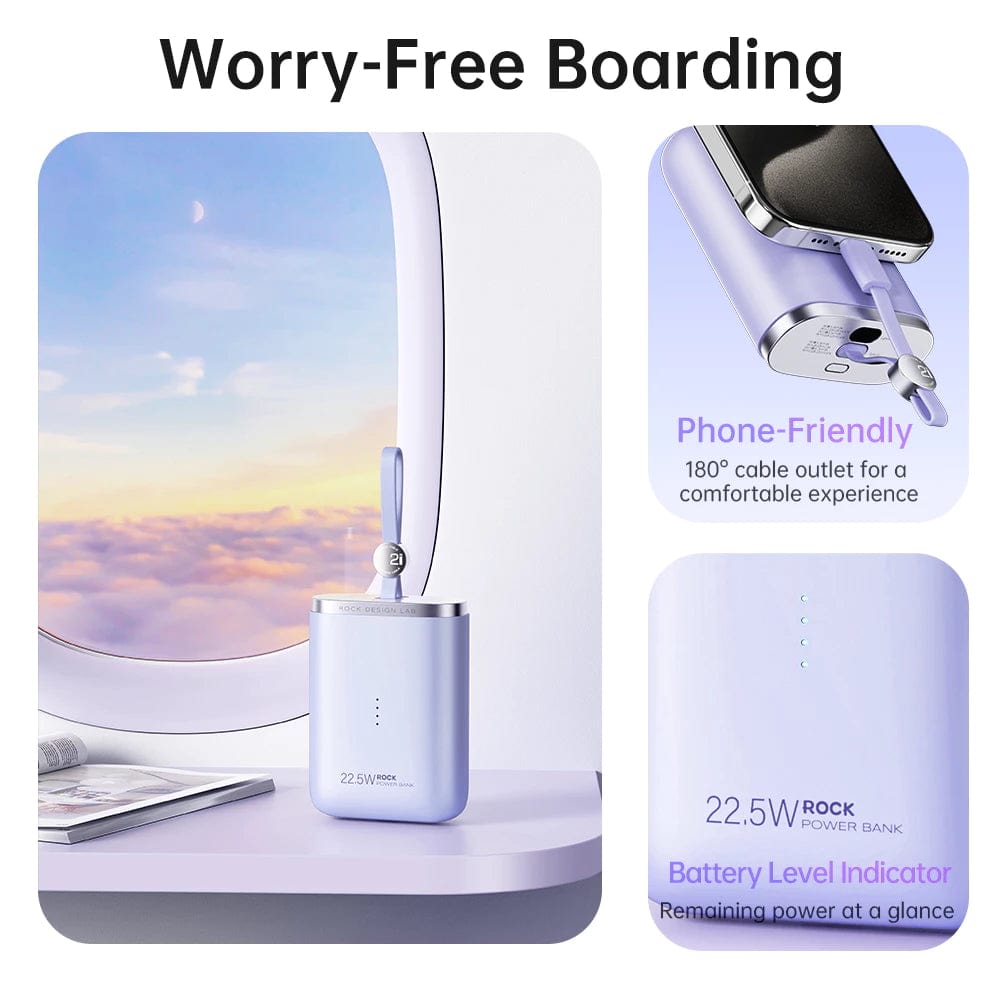 ROCK Powersack Fast Charging Power Bank With Cable 10000MAH