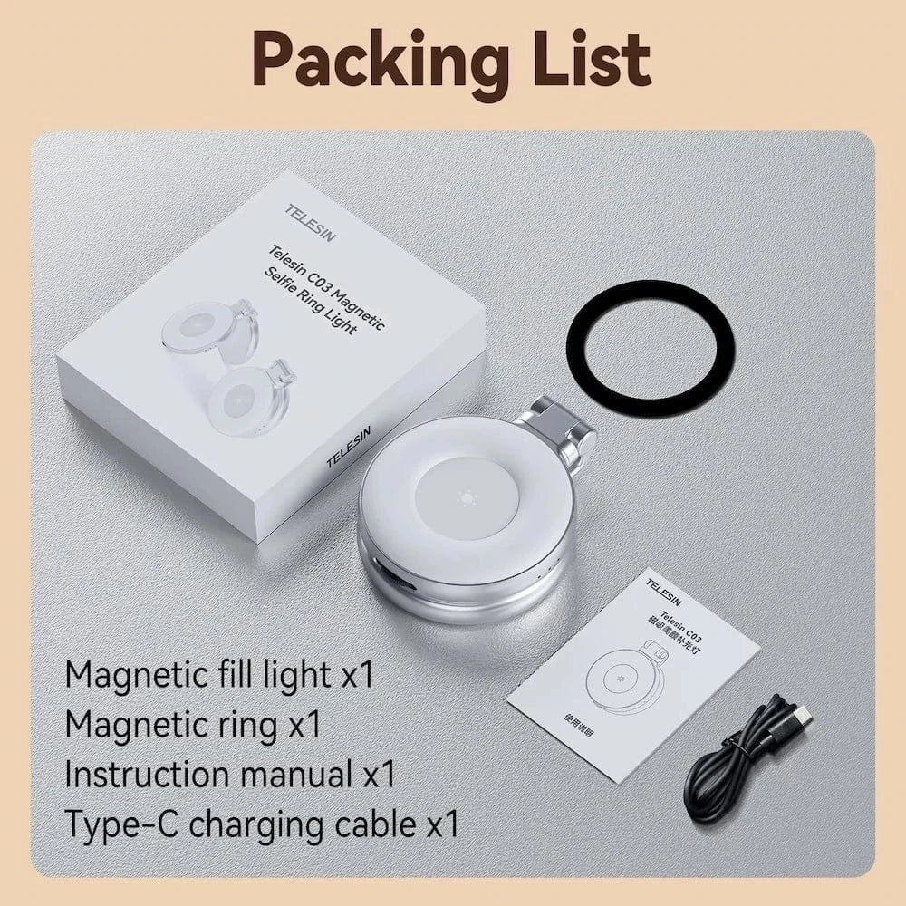 Telesin C03 Magnetic Selfie Ring Light