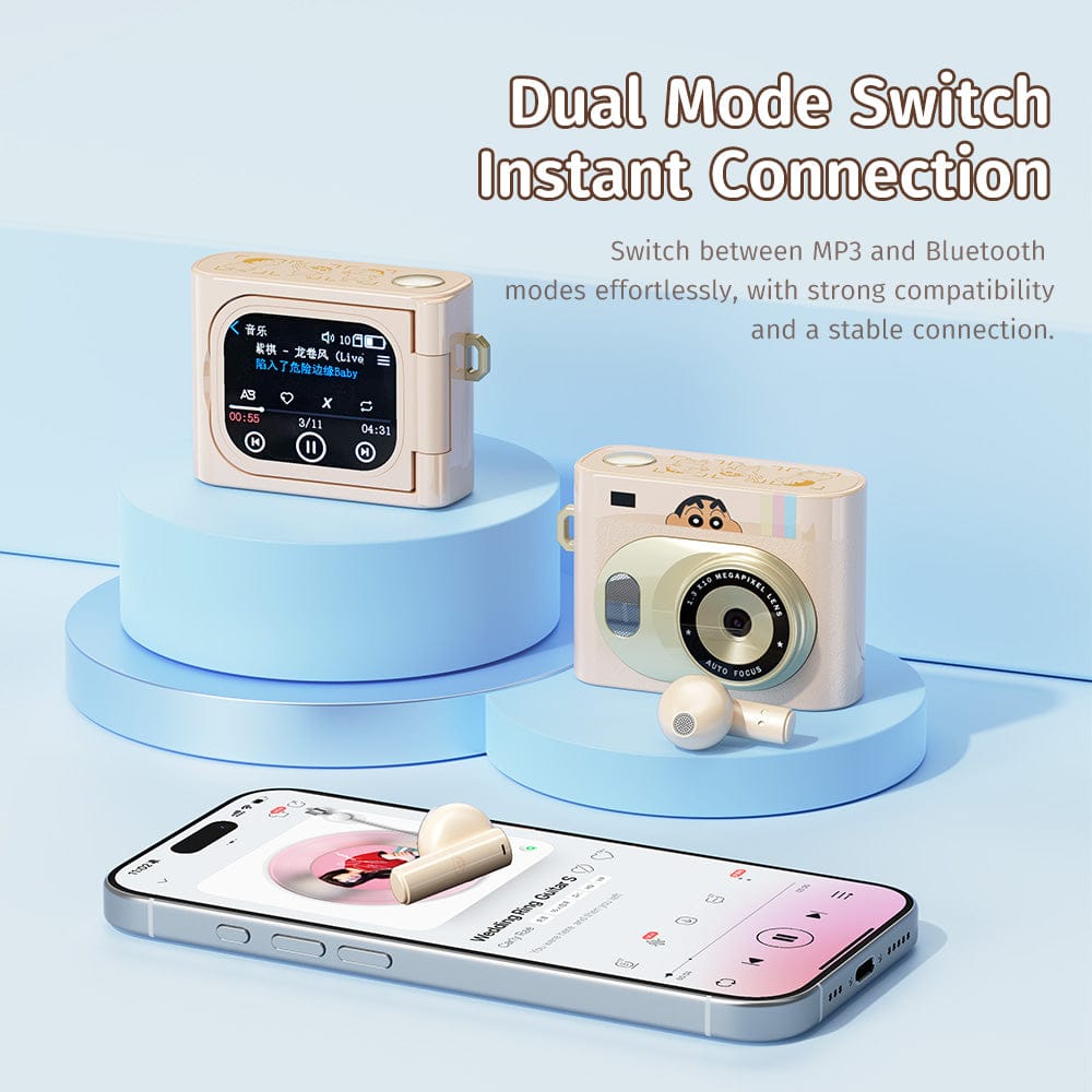 ROCK Crayon Shinchan RAU0797 Camera Style Bluetooth Earphones with Color Touch Screen