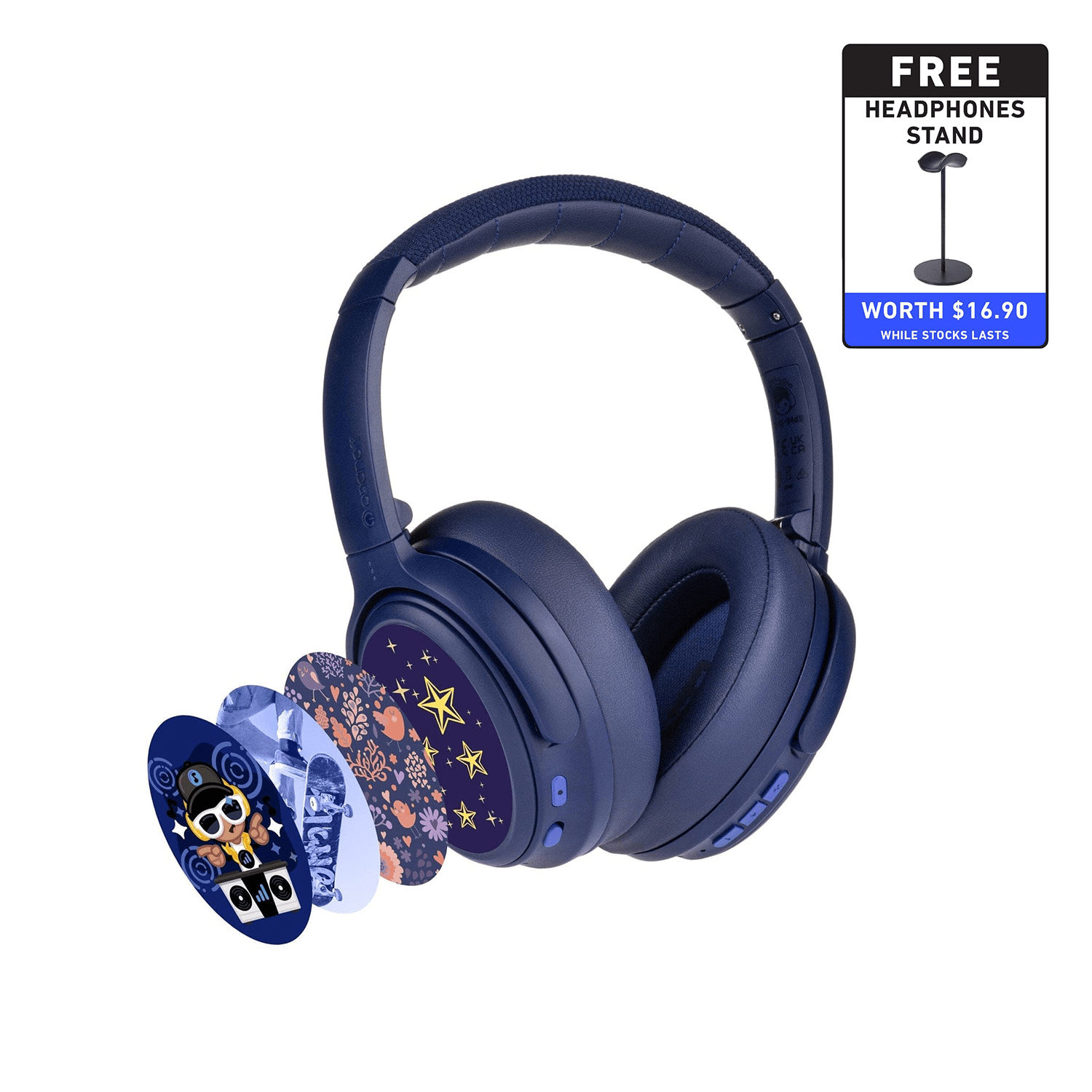 Buddyphones Cosmos Fun Hybrid Anc Headphone With Stickers