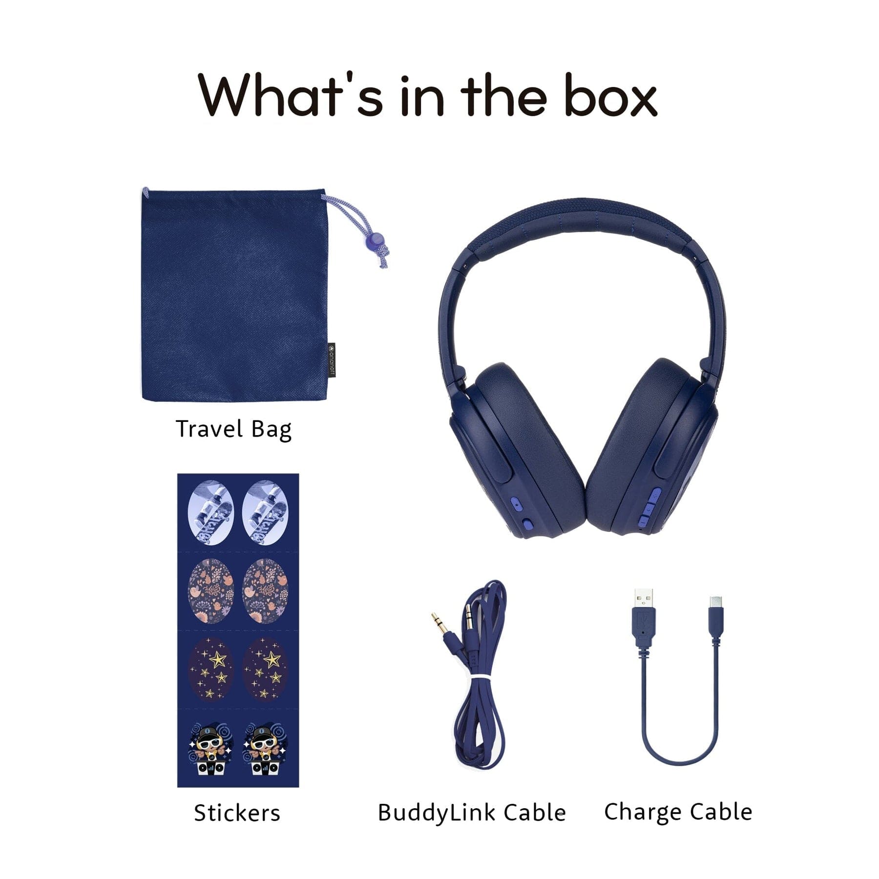 Buddyphones Cosmos Fun Hybrid Anc Headphone With Stickers