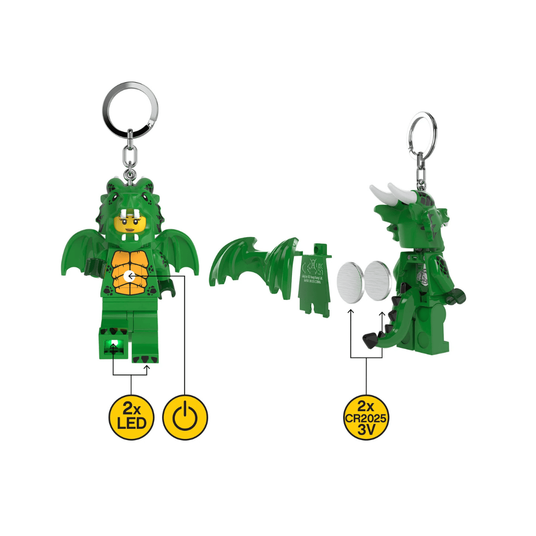 LEGO MINIFIGURES Green Dragon Girl Keychain Light