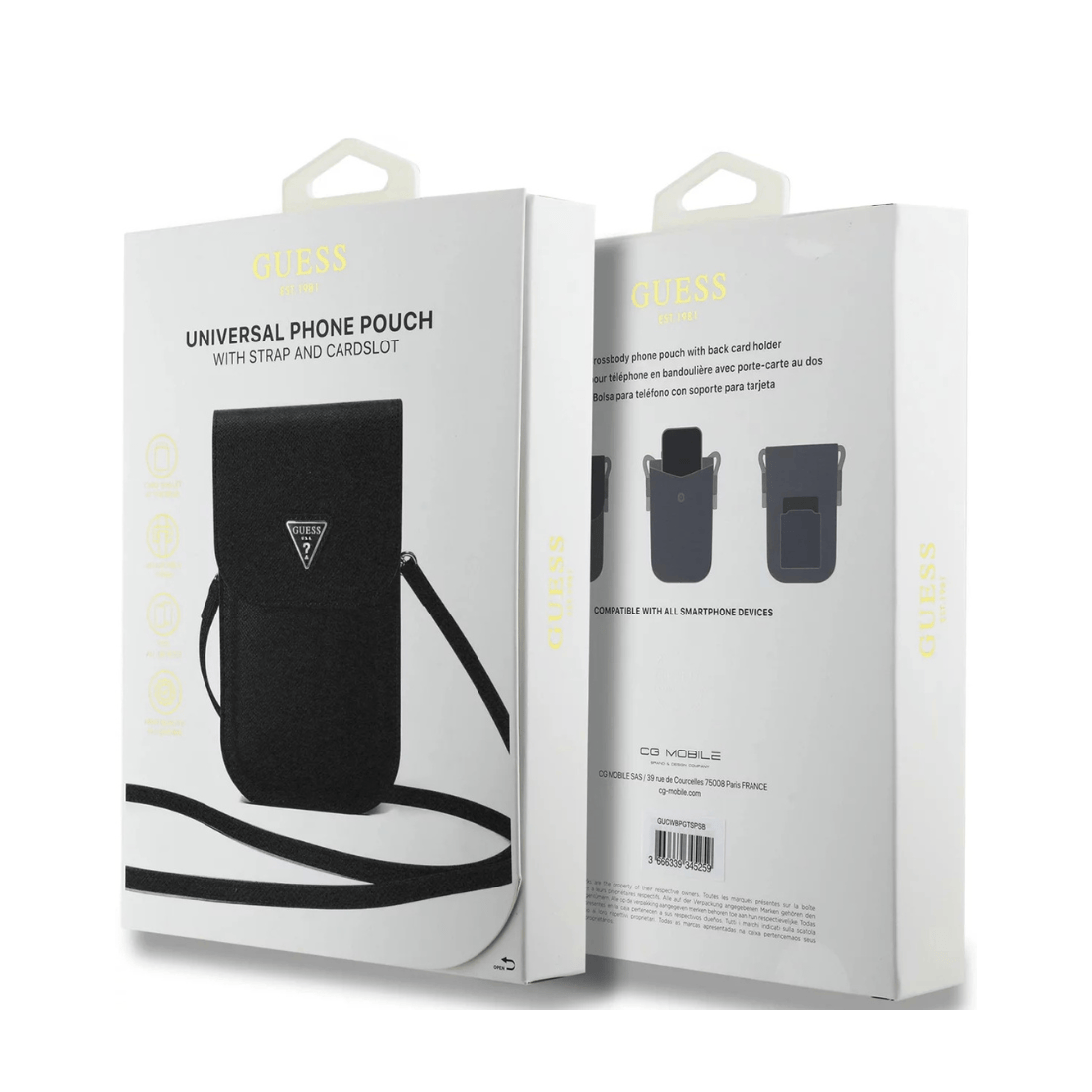 Guess Grained PU Triangle Logo Phone Bag