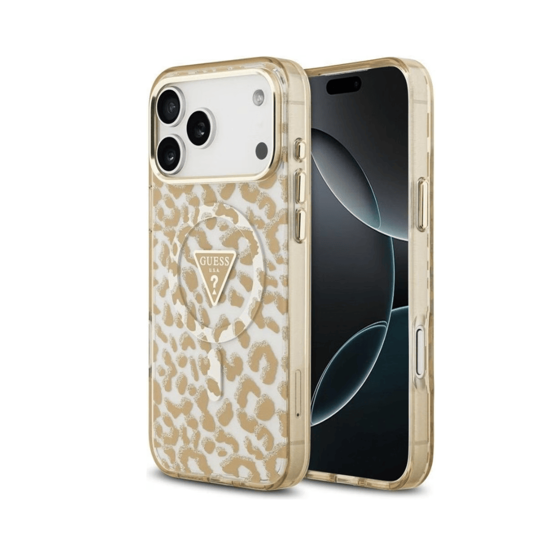 Guess Leopard Glitter MagSafe Case For iPhone 17 Pro