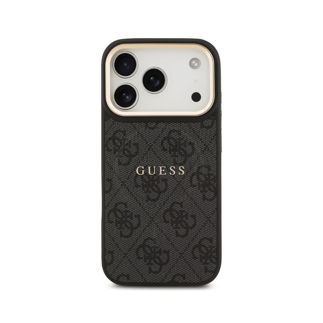 Guess Gold Frame 4G PU Leather MagSafe Case For iPhone 17 Pro