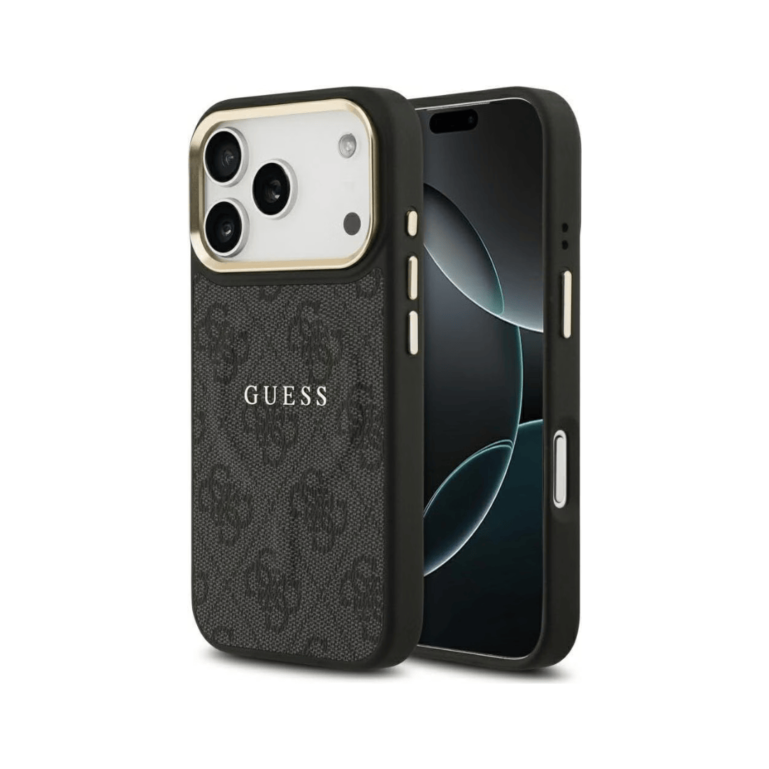 Guess Gold Frame 4G PU Leather MagSafe Case For iPhone 17 Pro