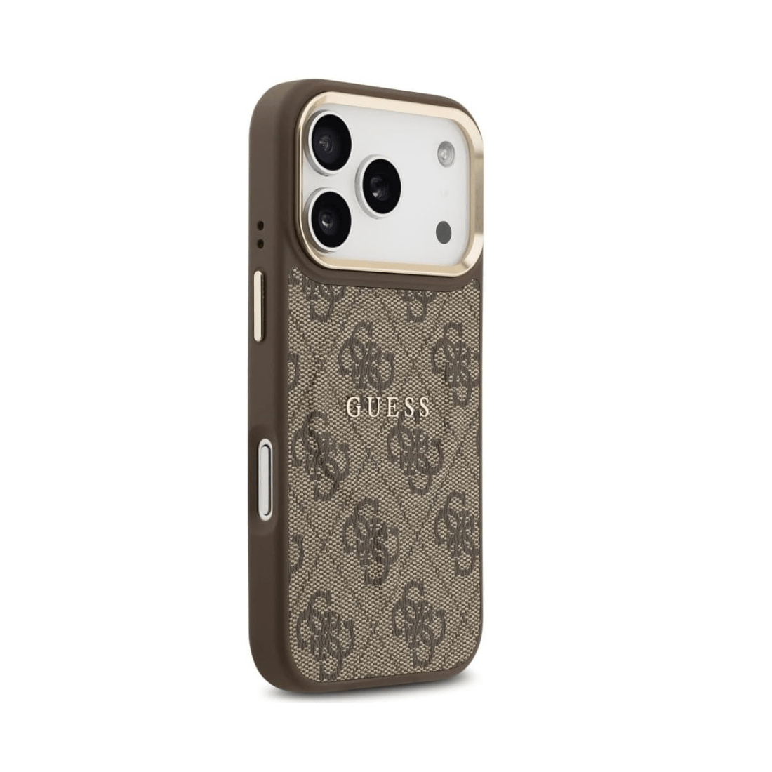 Guess Gold Frame 4G PU Leather MagSafe Case For iPhone 17 Pro