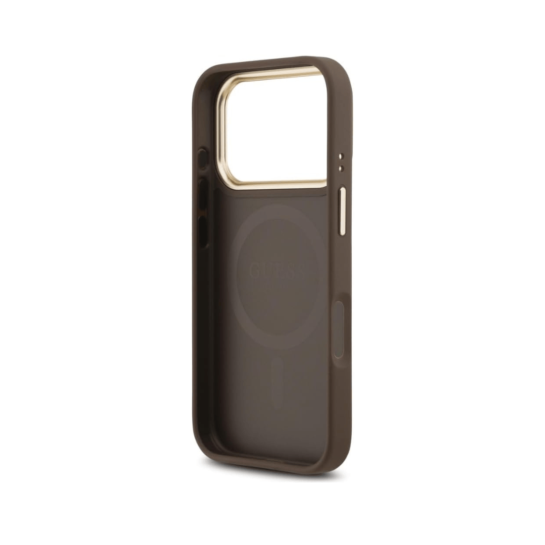 Guess Gold Frame 4G PU Leather MagSafe Case For iPhone 17 Pro